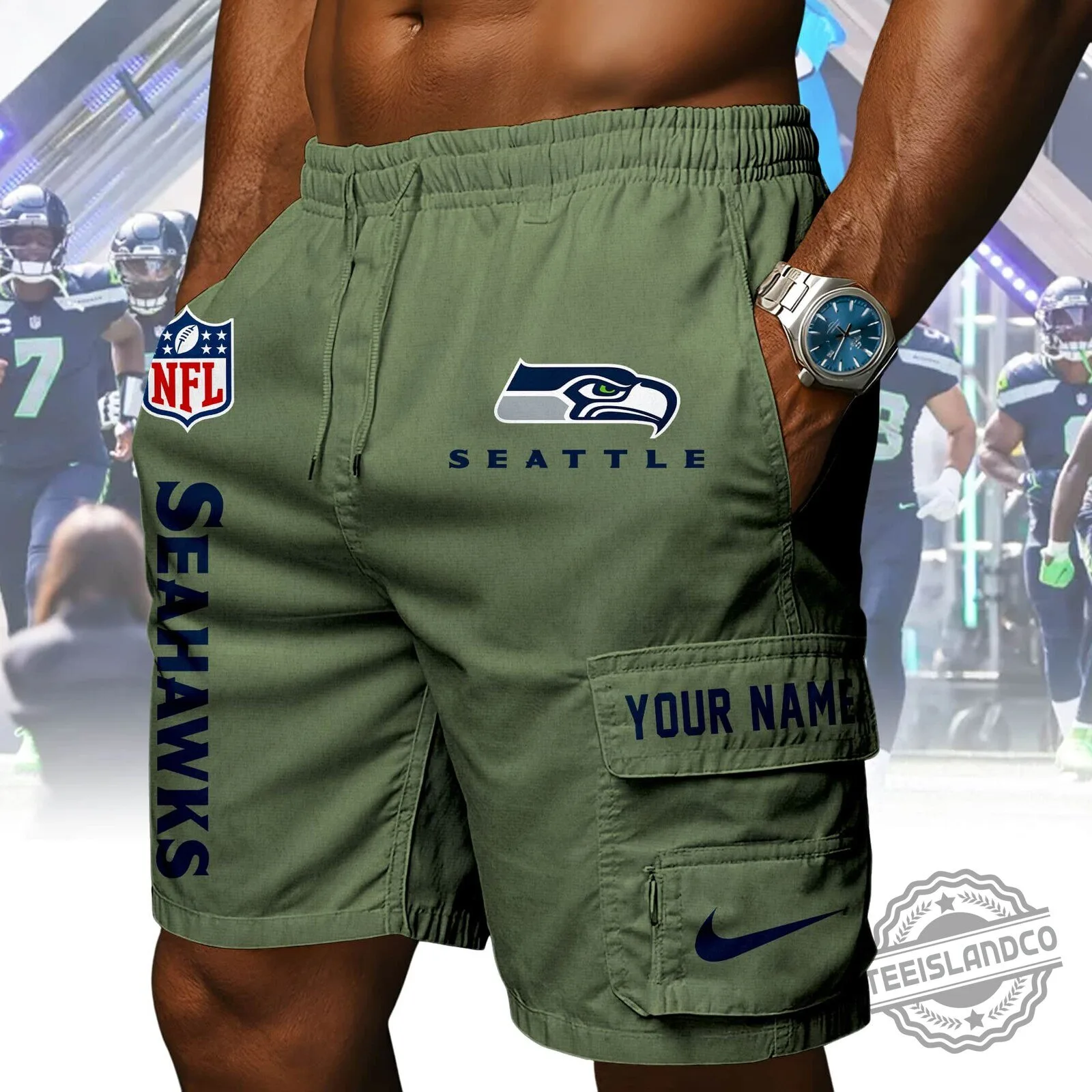 Seattle Seahawks NFL Football Team Navy Blue Athletic Shorts 10 Seattle Seahawks NFL Football Team Navy Blue Athletic Shorts