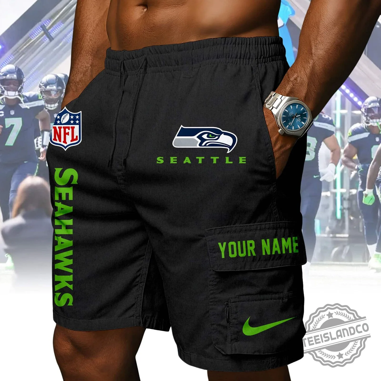 Seattle Seahawks NFL Football Team Navy Blue Athletic Shorts 13 Seattle Seahawks NFL Football Team Navy Blue Athletic Shorts