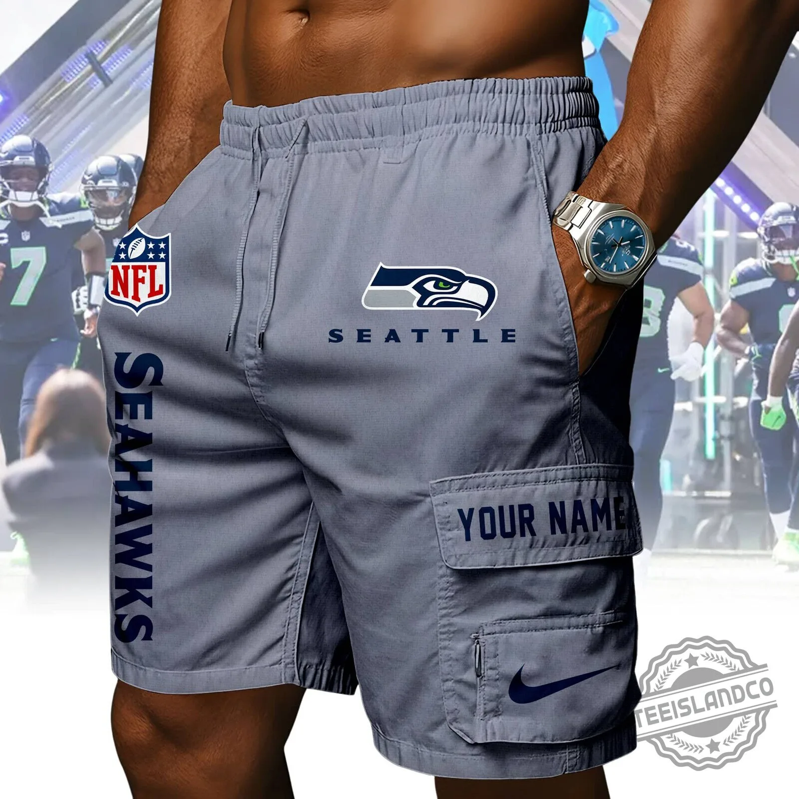 Seattle Seahawks NFL Football Team Navy Blue Athletic Shorts 15 Seattle Seahawks NFL Football Team Navy Blue Athletic Shorts