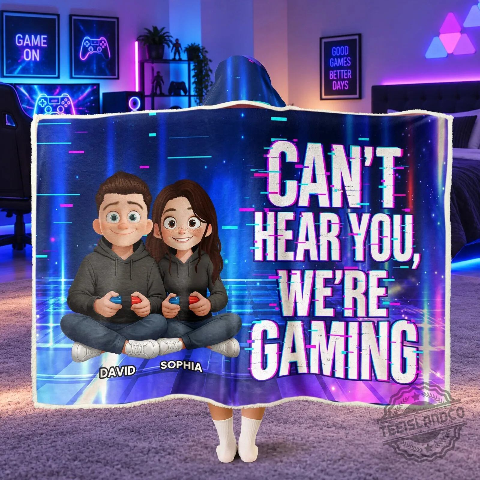 Funny PC Gaming Blanket for Couples – Personalized Gamer Gift for Him and Her