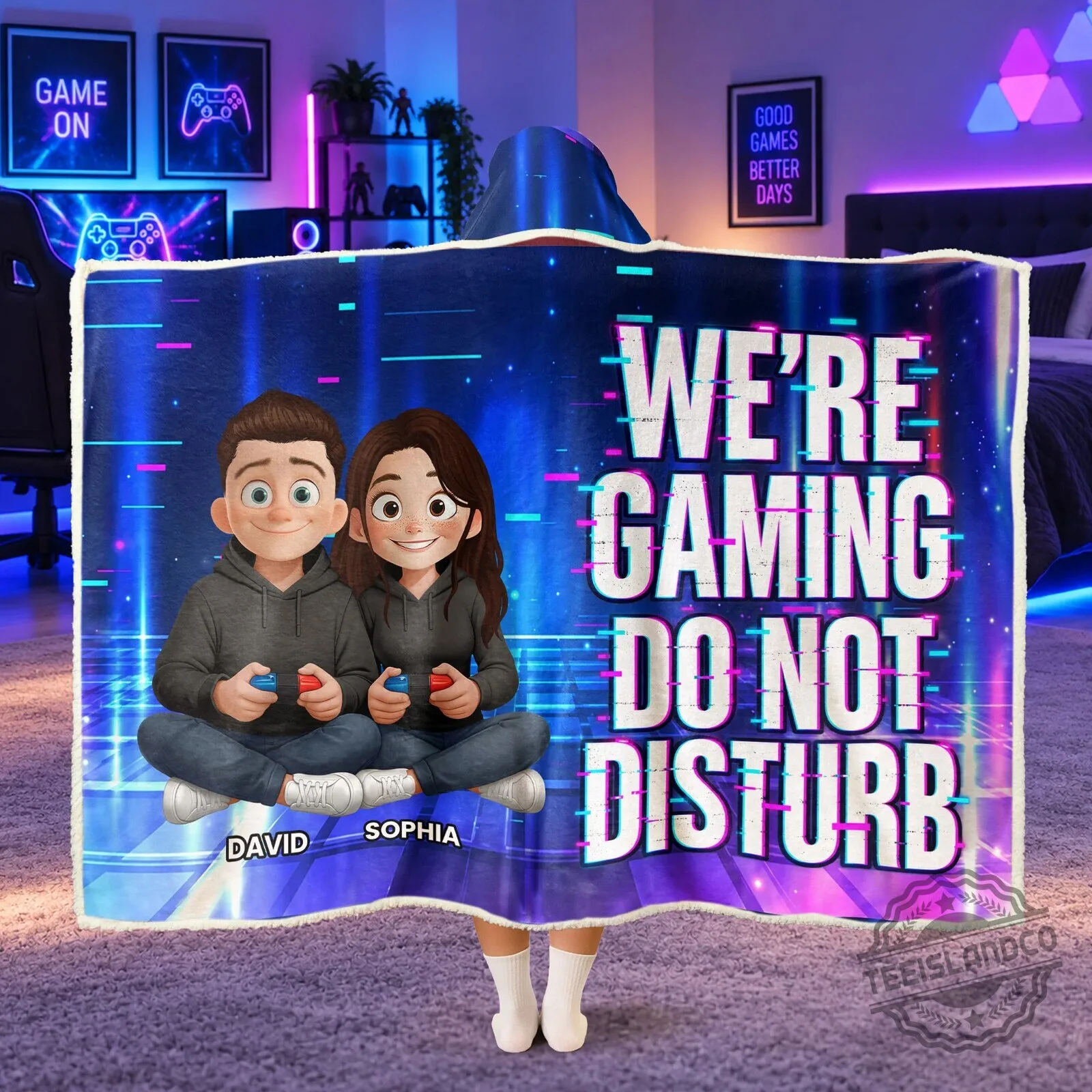 Funny PC Gaming Blanket for Couples - Personalized Gamer Gift for Him and Her