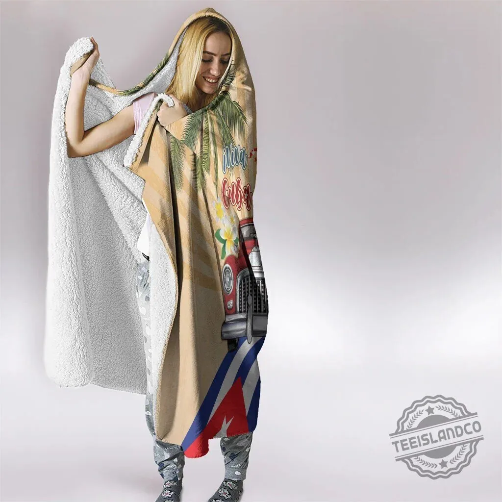 Viva Cuba Libre Hooded Blanket with Cuban Flag and Classic Car Design 8 Viva Cuba Libre Hooded Blanket with Cuban Flag and Classic Car Design