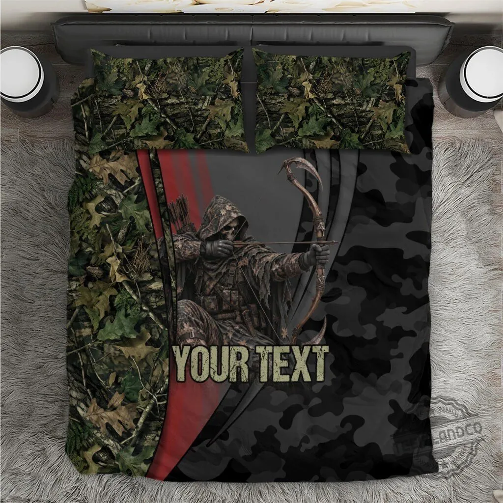 Personalized Grim Reaper Bowhunting Deer Skull Camouflage Bedding Set