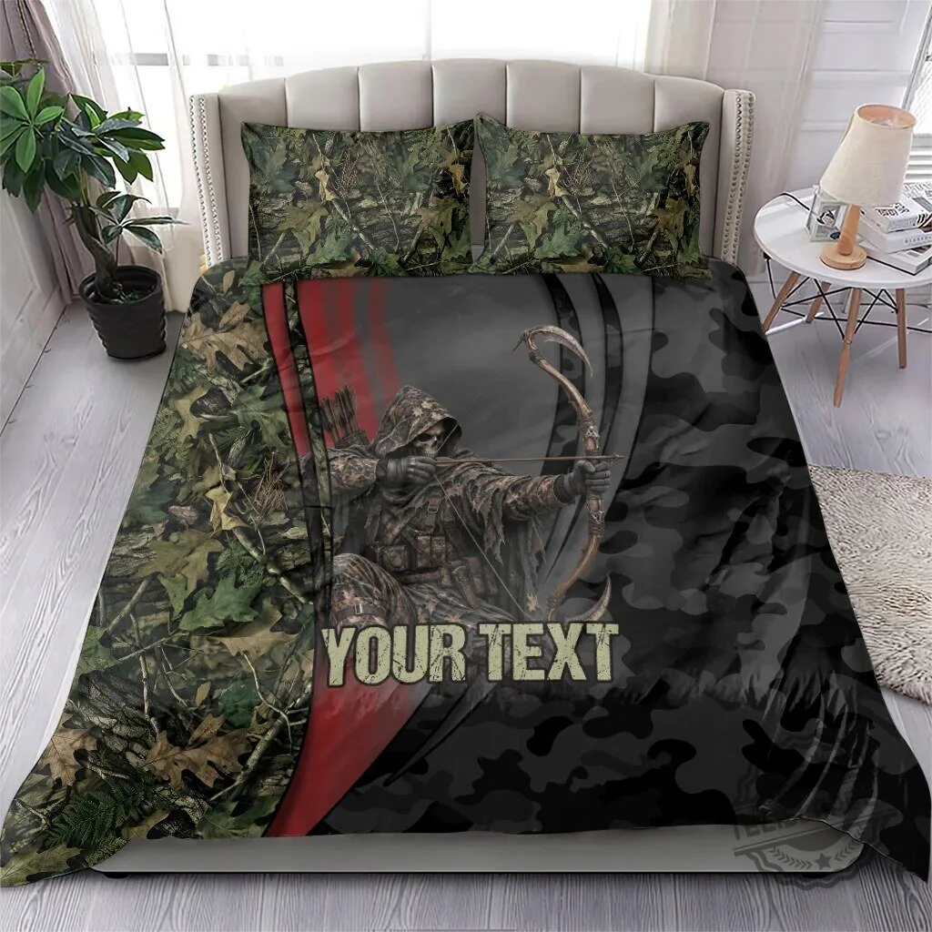 Personalized Grim Reaper Bowhunting Deer Skull Camouflage Bedding Set
