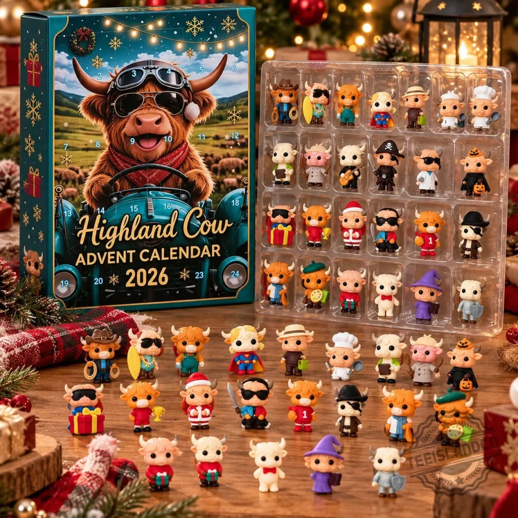 Highland Cow Christmas Advent Calendar 2026 with 24 Mini Figurines Highland Cow Christmas Advent Calendar 2026 with 24 Mini Figurines 2D