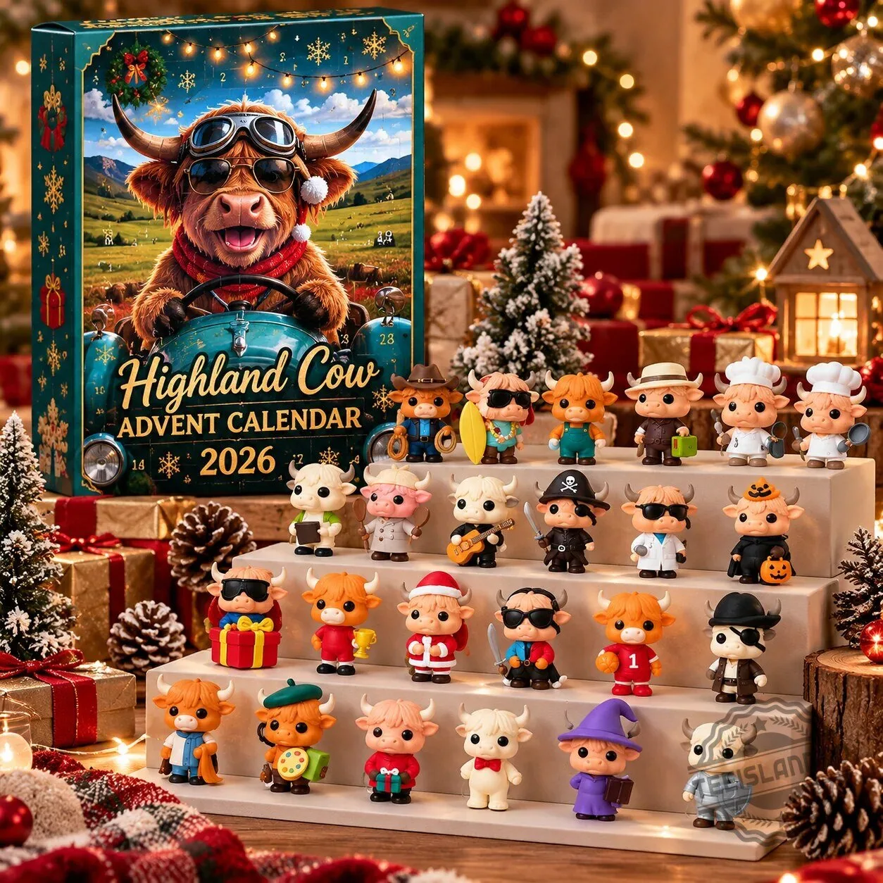Highland Cow Christmas Advent Calendar 2026 with 24 Mini Figurines 2D 5 Highland Cow Christmas Advent Calendar 2026 with 24 Mini Figurines