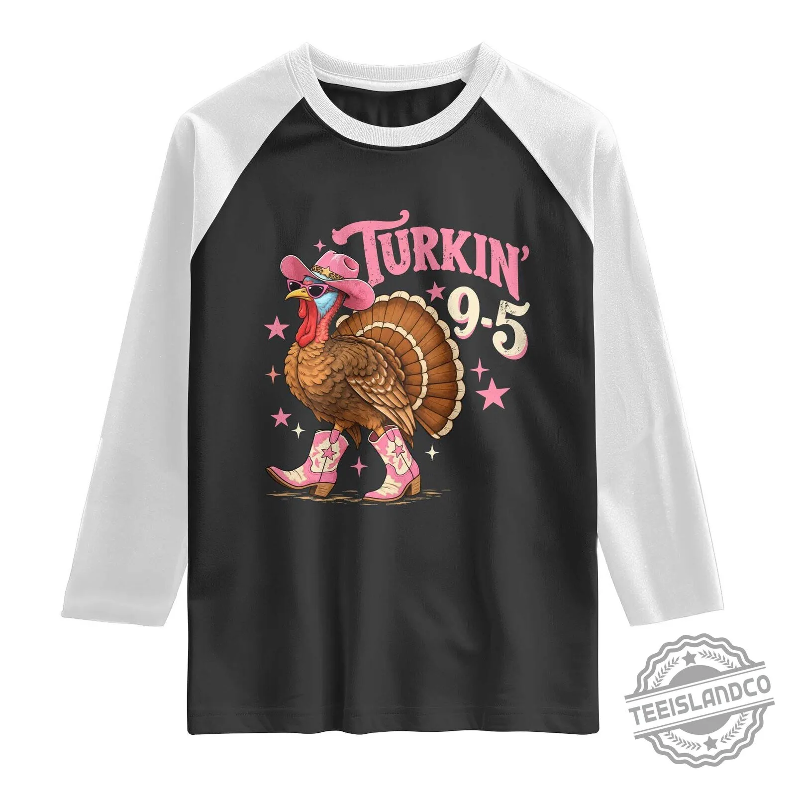 Funny Cowgirl Shirt Turkey Turkin’ 9-5 Thanksgiving Long Sleeve T-Shirt