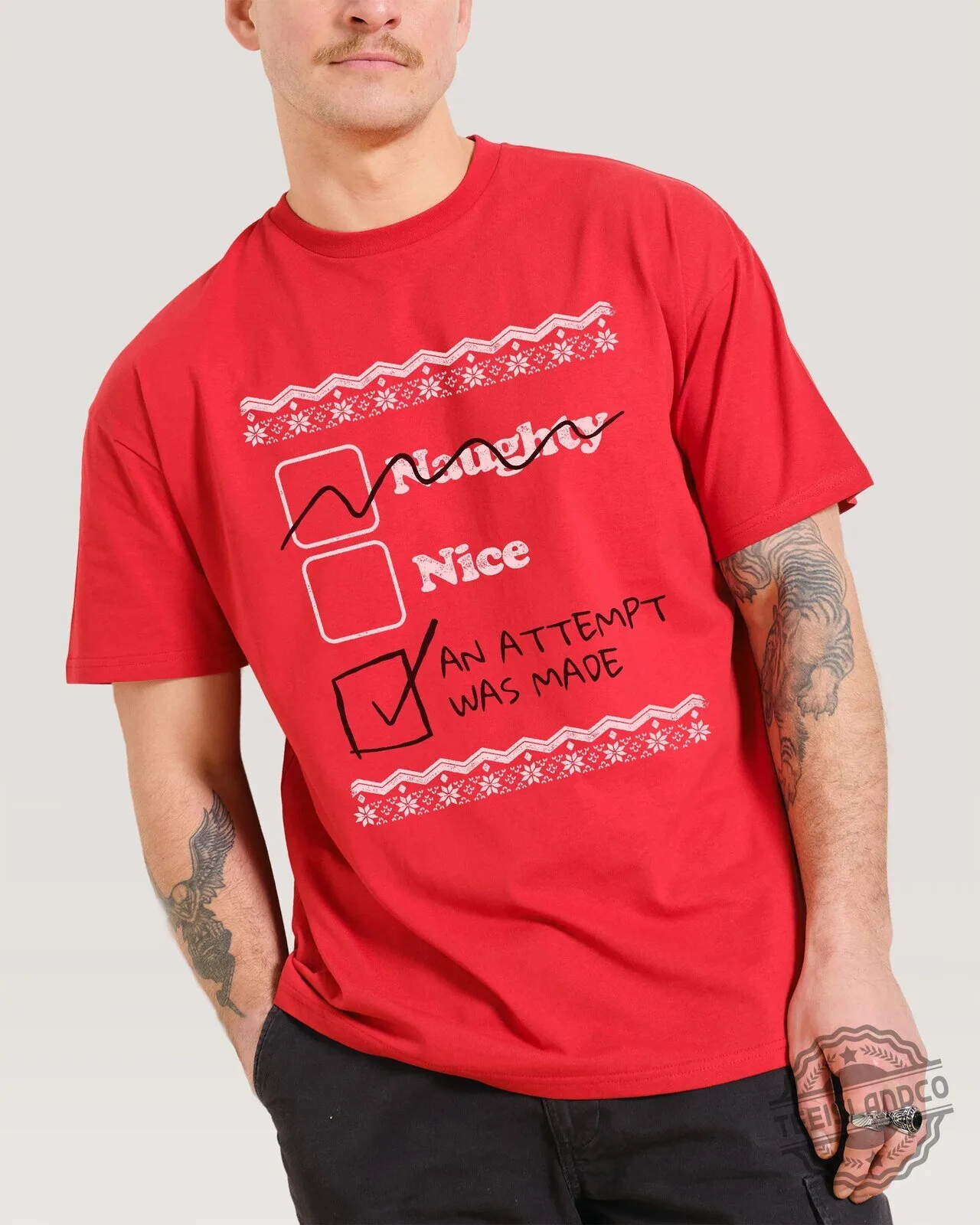 Naughty Nice An Attempt Was Made Funny Christmas Holiday T-Shirt