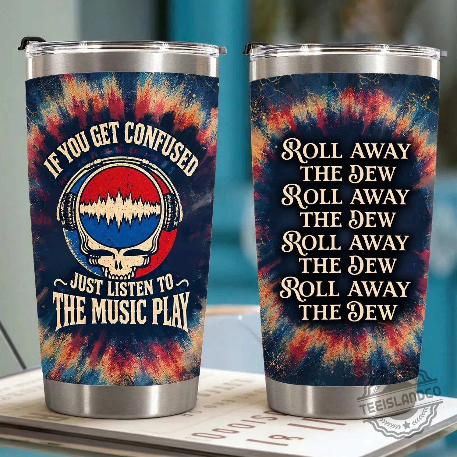 Grateful Dead Franklin's Tower Lyrics Tie-Dye Stainless Steel Tumbler