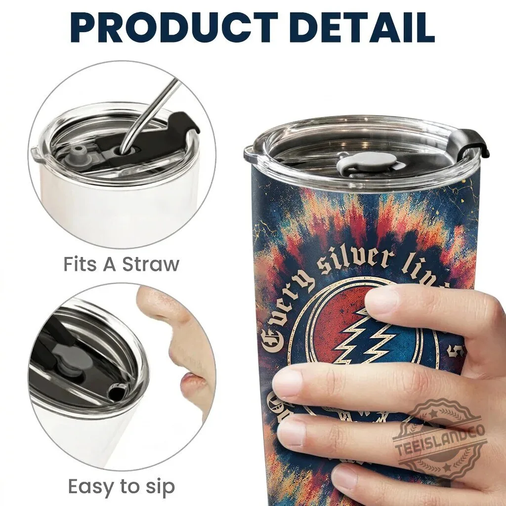 Grateful Dead Franklin's Tower Lyrics Tie-Dye Stainless Steel Tumbler 7 Grateful Dead Franklin