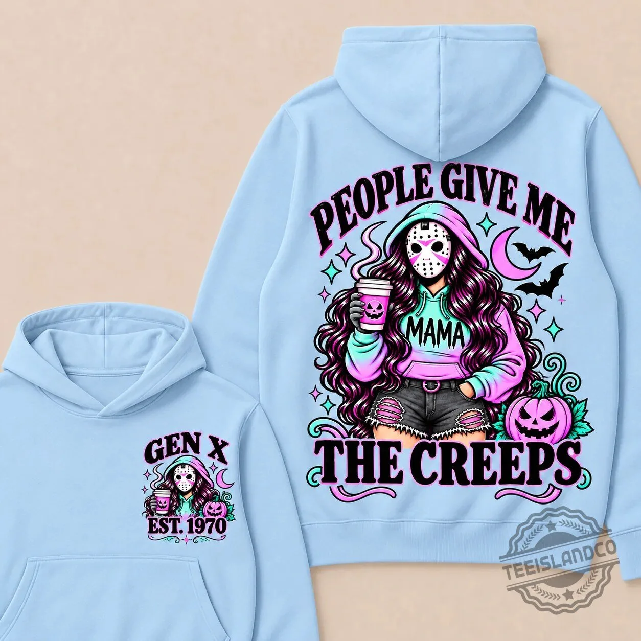 Gen X People Give Me The Creeps Mama Halloween Horror Movie Hoodie