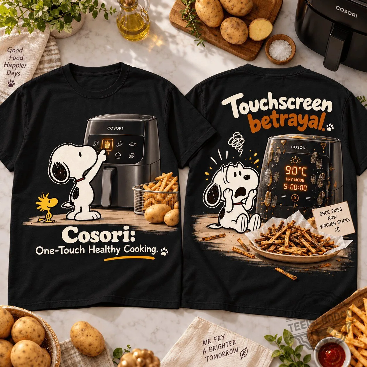 Snoopy Cosori Air Fryer Touchscreen Betrayal Funny Cartoon Character T-Shirt