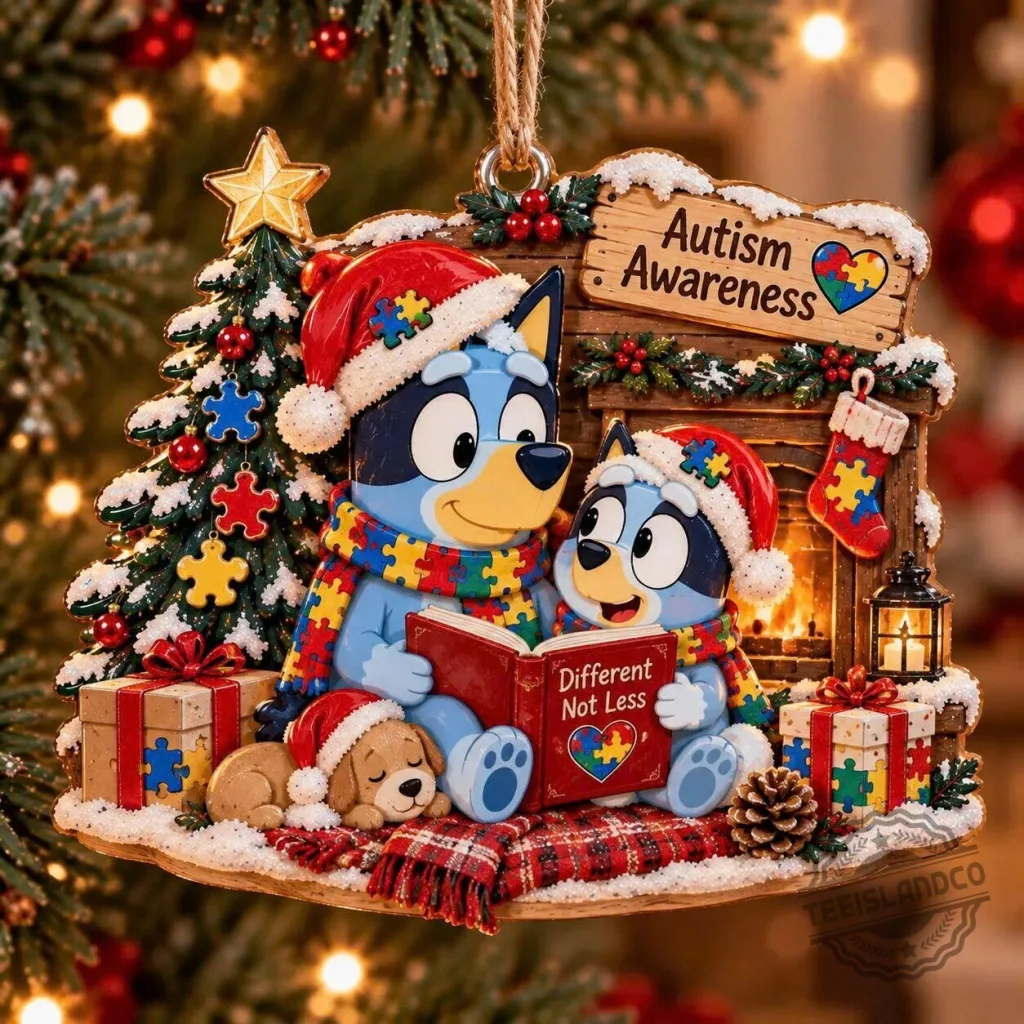 Bluey and Bingo Autism Awareness Christmas Tree Ornament Bluey and Bingo Autism Awareness Christmas Tree Ornament