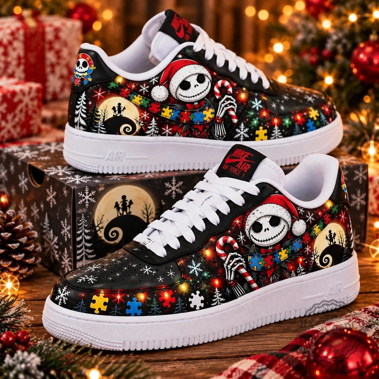 Jack Skellington Christmas Autism Awareness Air Force 1 Sneakers