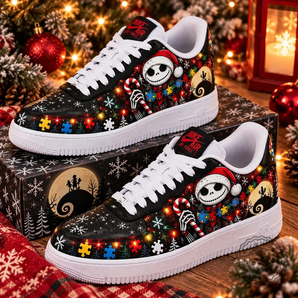 Jack Skellington Christmas Autism Awareness Air Force 1 Sneakers