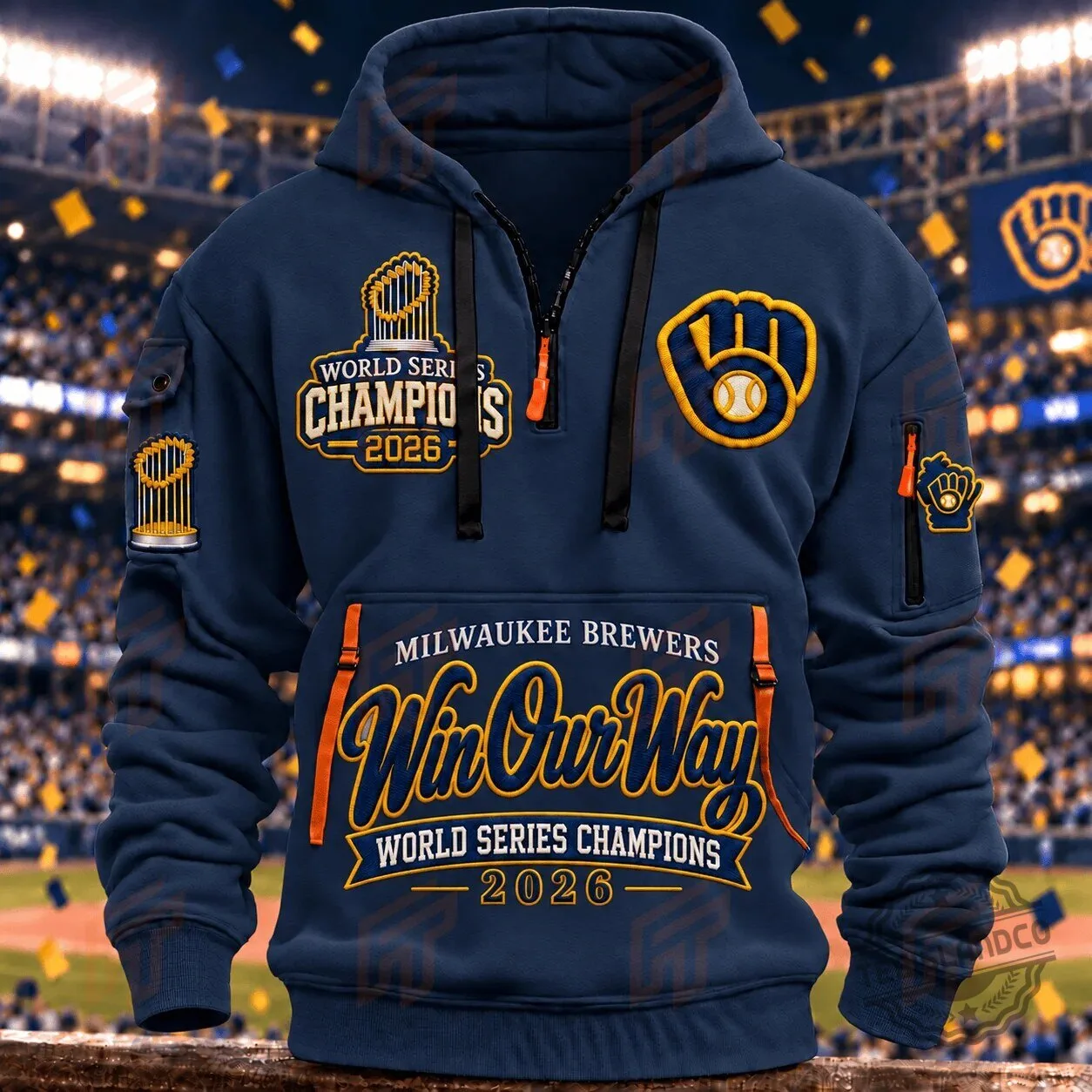 Half Zip Hoodie - 2026 Champions of the Milwaukee Brewers World Series 1 Half Zip Hoodie - 2026 Champions of the Milwaukee Brewers World Series