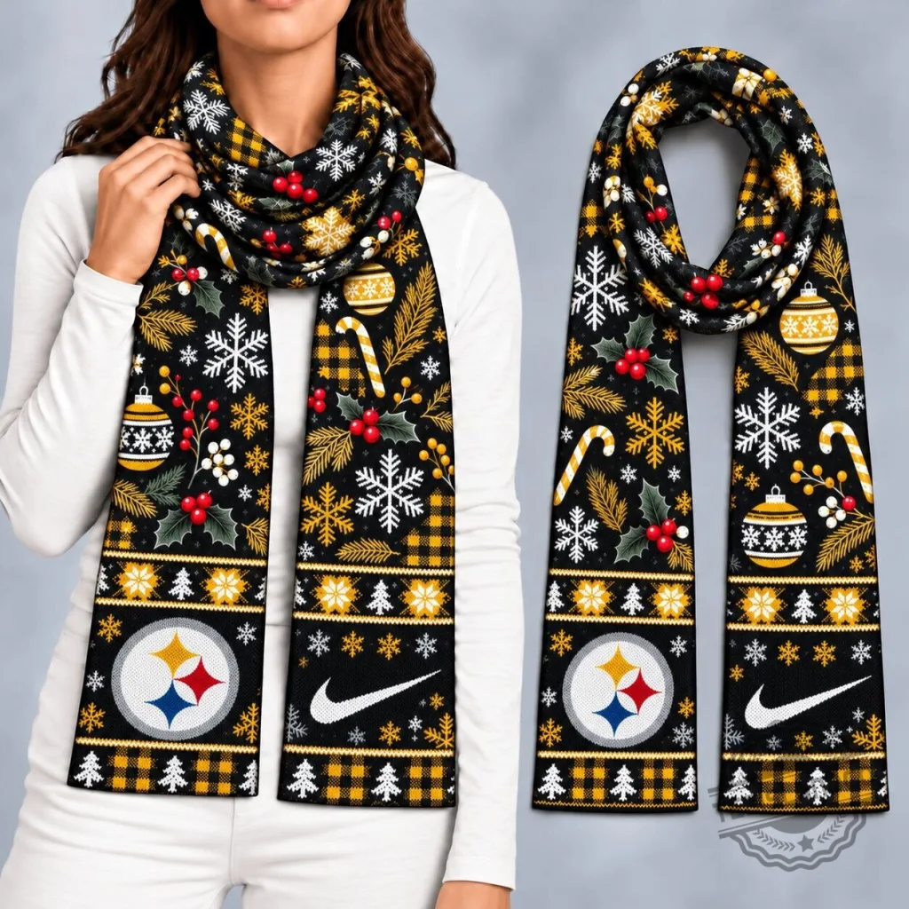 Pittsburgh Steelers Christmas Ugly Sweater Style Scarf Pittsburgh Steelers Christmas Ugly Sweater Style Scarf